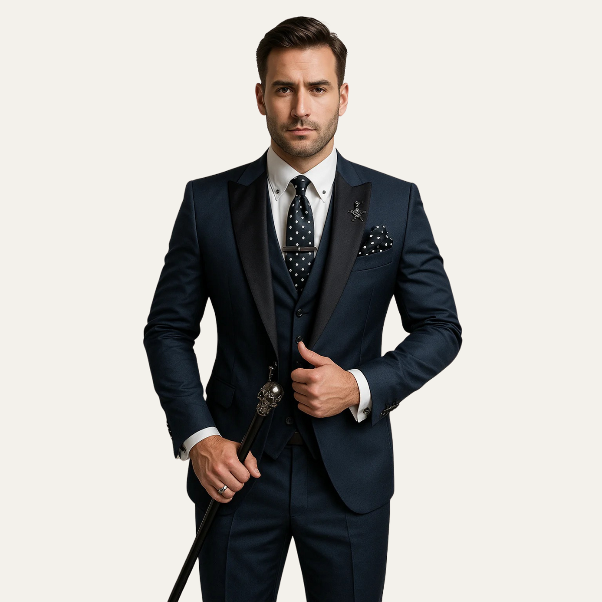 スーツ3P COOL STRUTTIN' & CO. Navy / Black Slim Fit Navy Blue 3pc Suit– D&K SUIT DISCOUNTERS