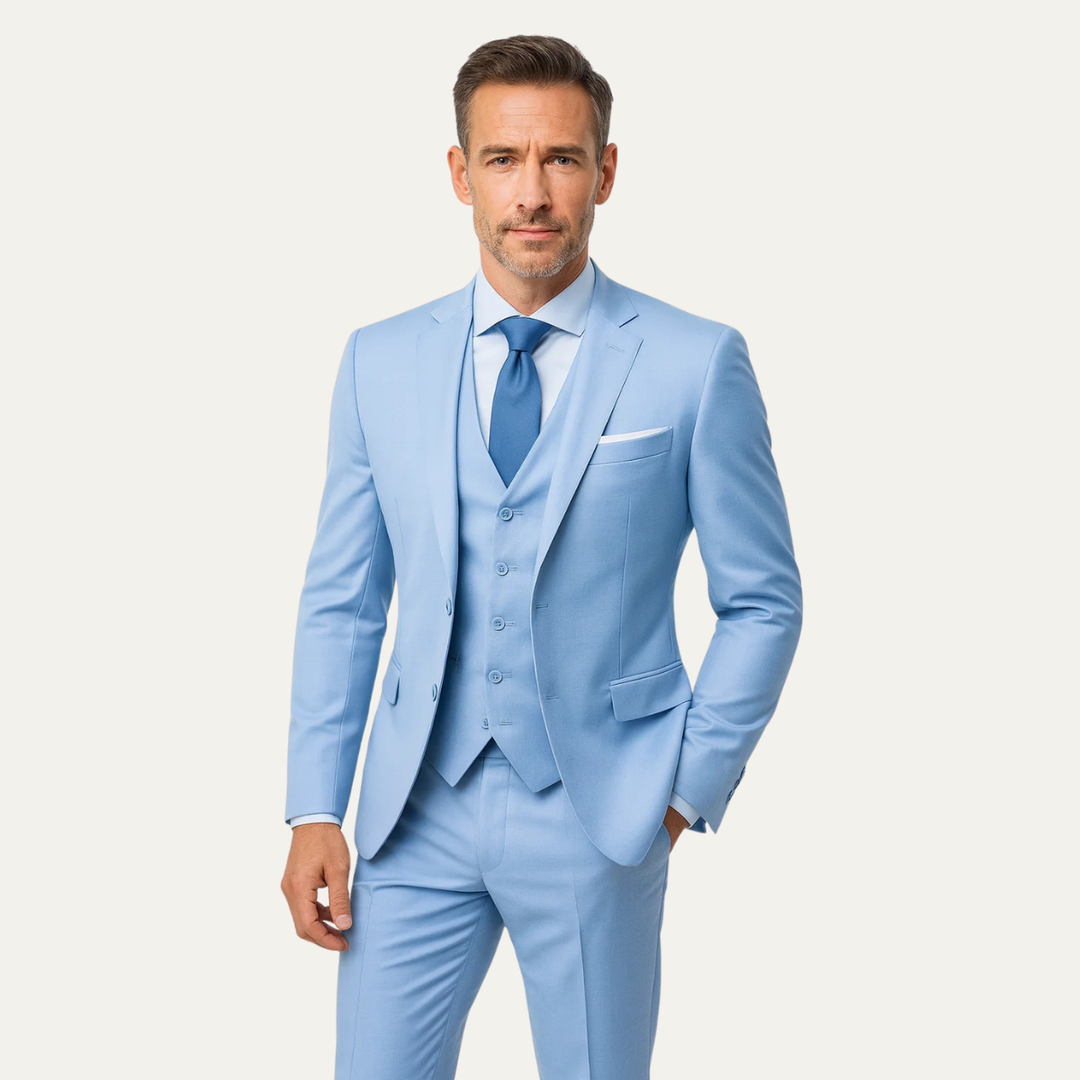 The Teramo Men’s 3 Piece Suit Set – Blazer, Waistcoat & Pants