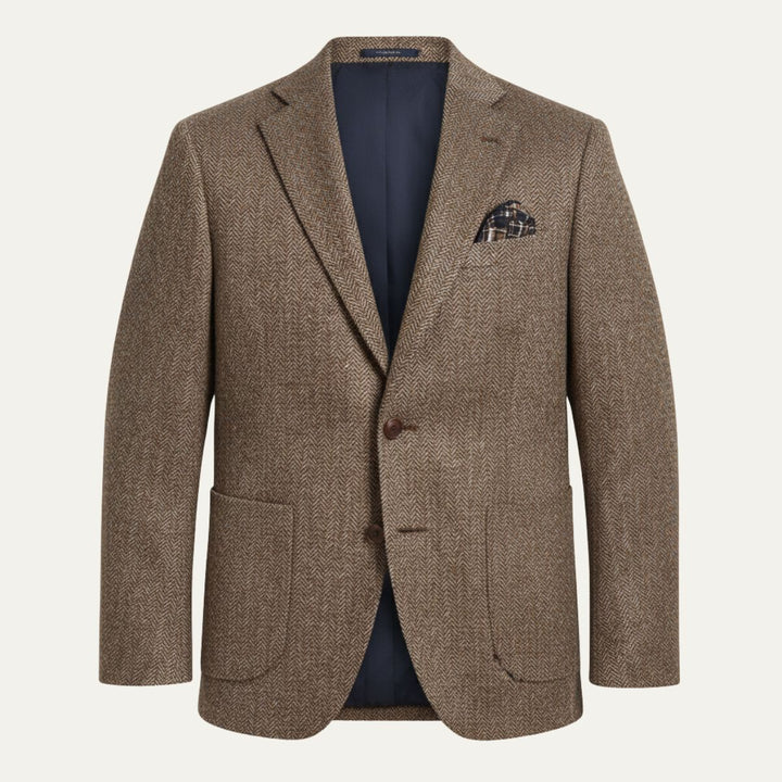 The Gravedona Men’s Office Herringbone Single Breasted Wool - Wedding Guest Tweed Blazer Jacket