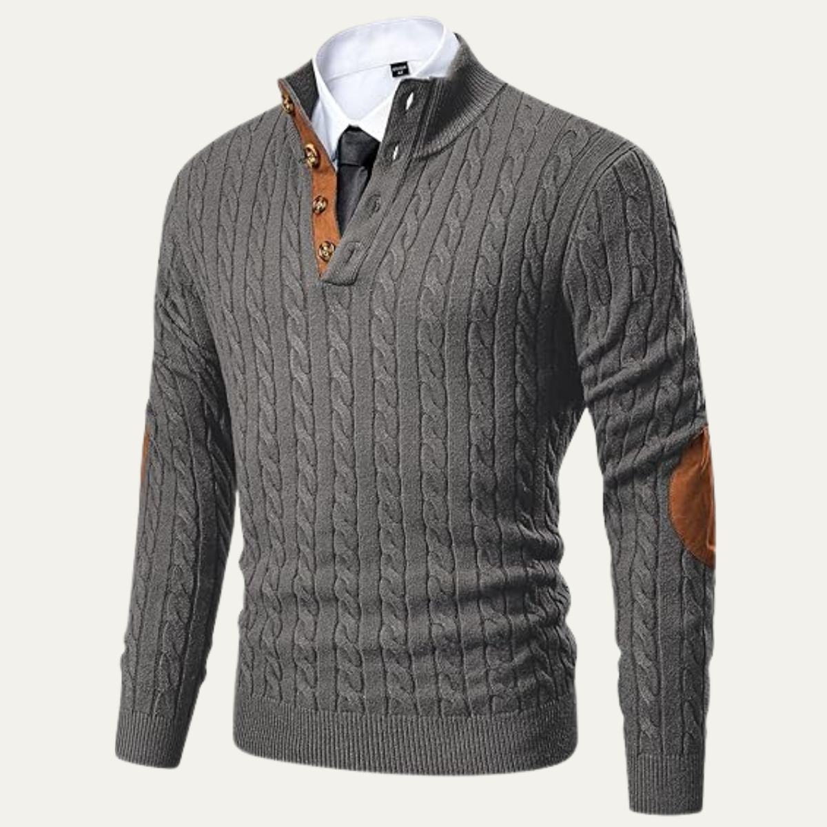 The Stamford Men's Cable Knit Collar Stand Sweater