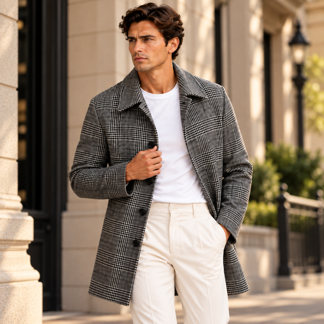 Men's Wool Blend Overcoat Charcoal Down Insulated