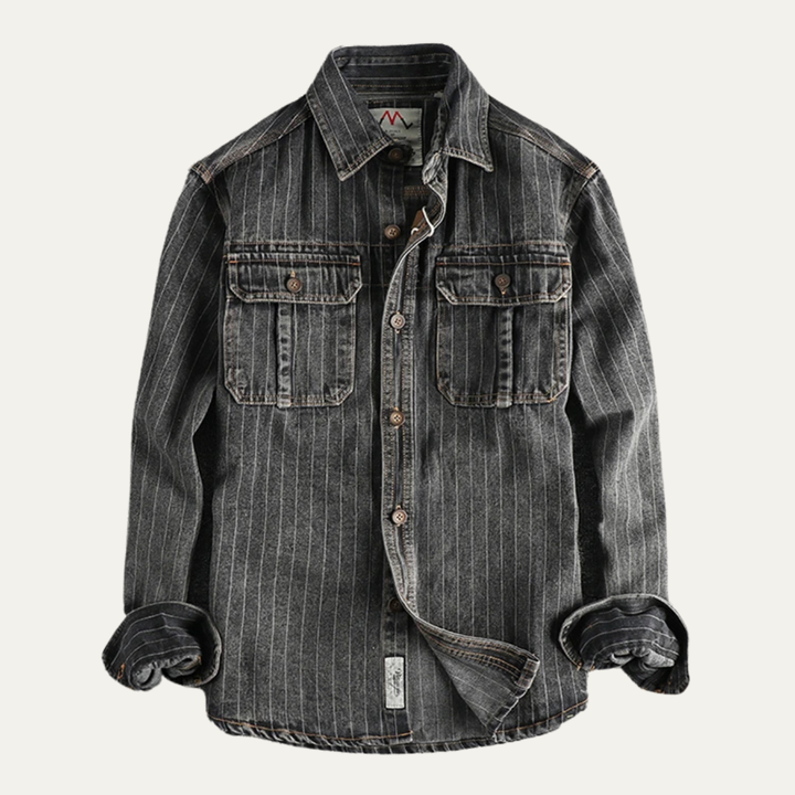 The Ridgecrest Hill Men’s Vintage Striped Denim Shirt