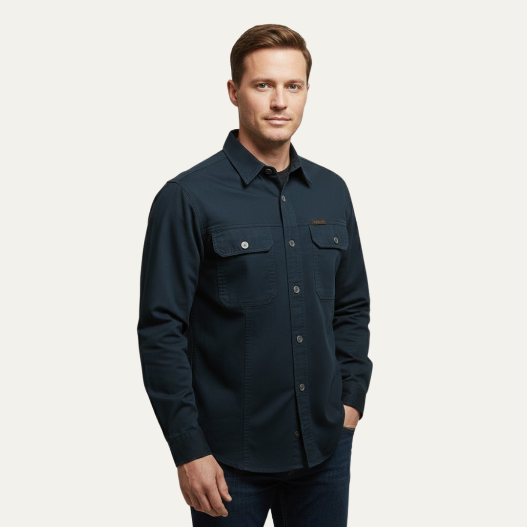 The Cedarfield Men’s Solid Color Multi Pocket Soft Cargo Shirt