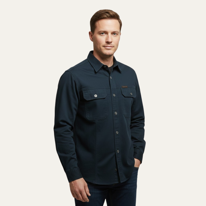 The Cedarfield Men’s Solid Color Multi Pocket Soft Cargo Shirt