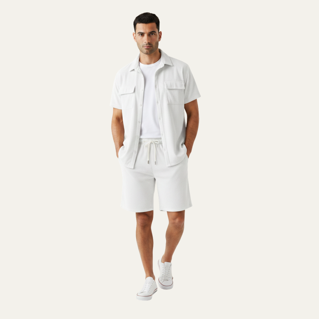 The Ridgecrest Park Men’s Corduroy Casual Summer Set – Shirt & Shorts
