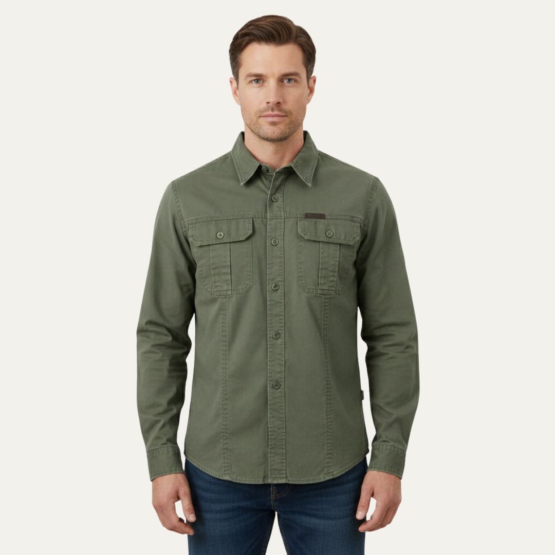 The Ashton Ridge Men’s Solid Color Multi Pocket Cargo Shirt