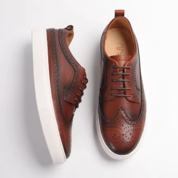 The Barcelona Men’s Cowhide Leather Brogue Sneakers