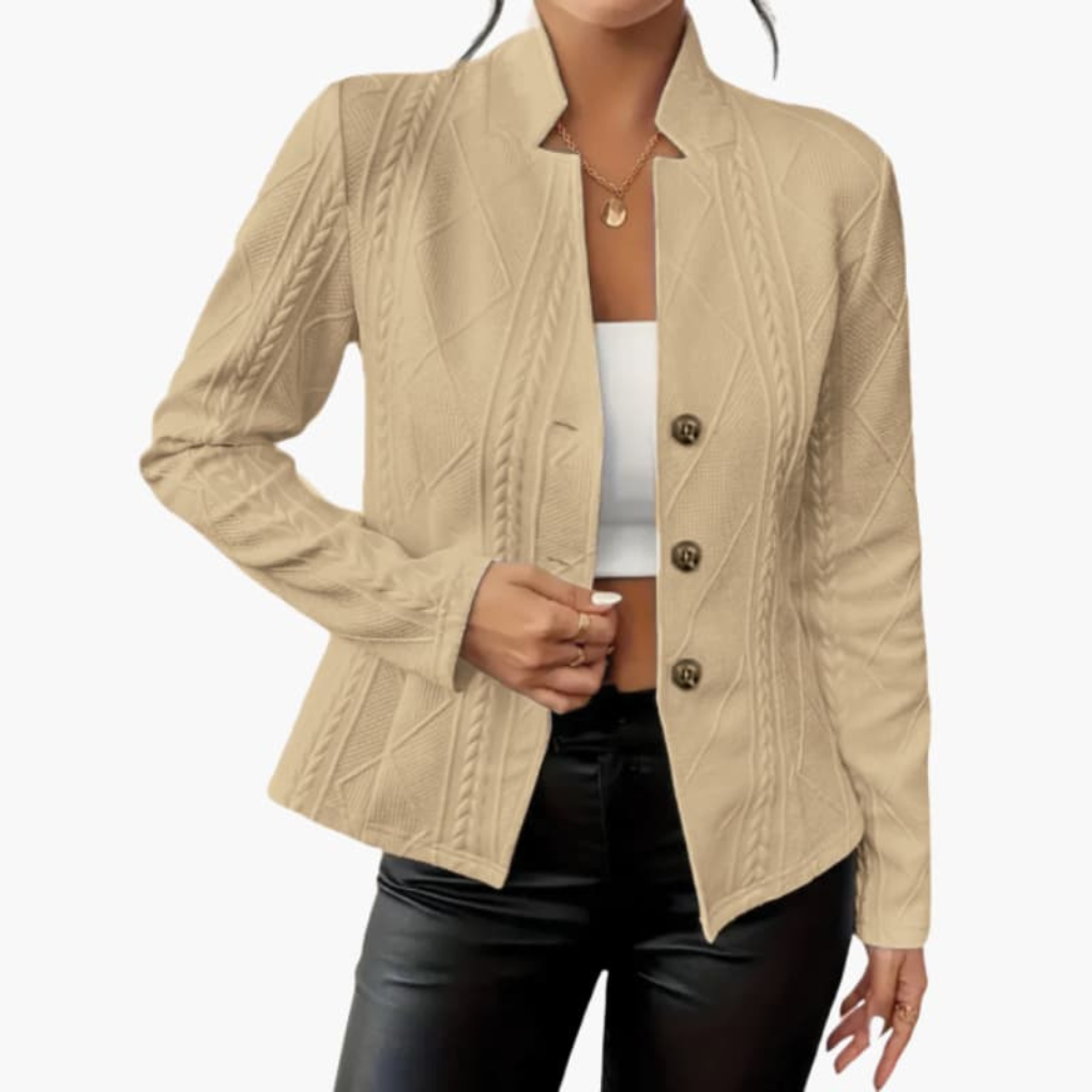 Women's Lapel Blazer with Button Closure