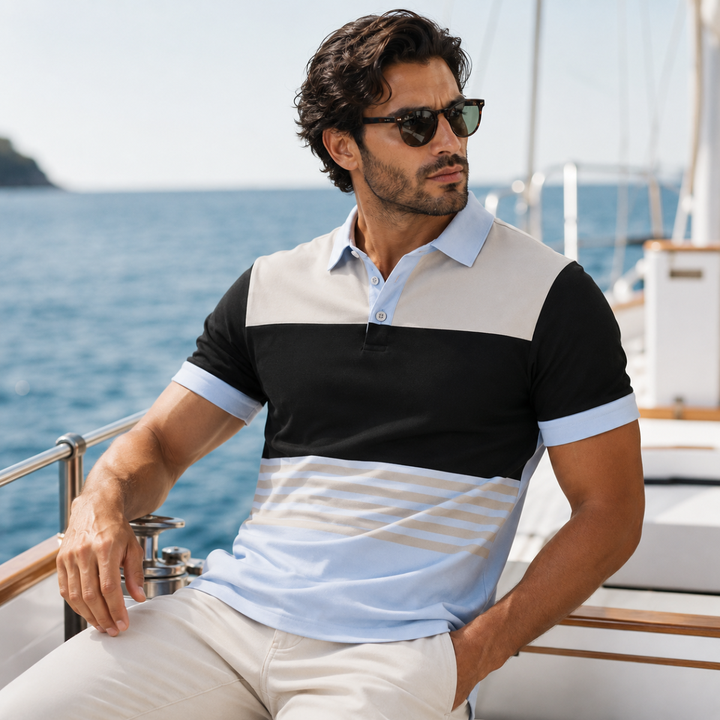 The Bergamo Men’s Casual Color Block Summer Polo Shirt