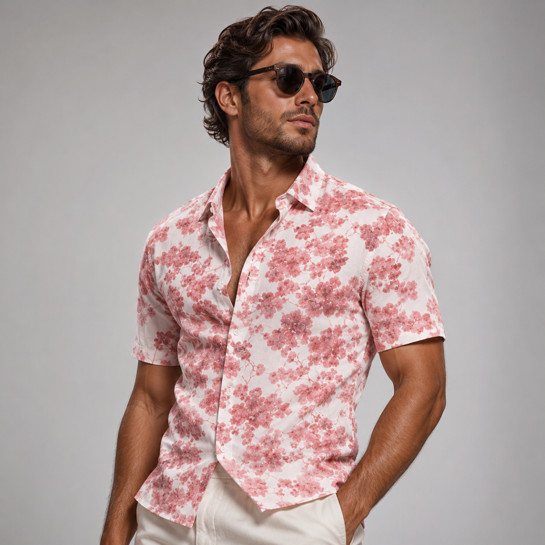 The Pinebrook Hill Men’s Tropical Coconut Print Hawaiian Beach Shirt