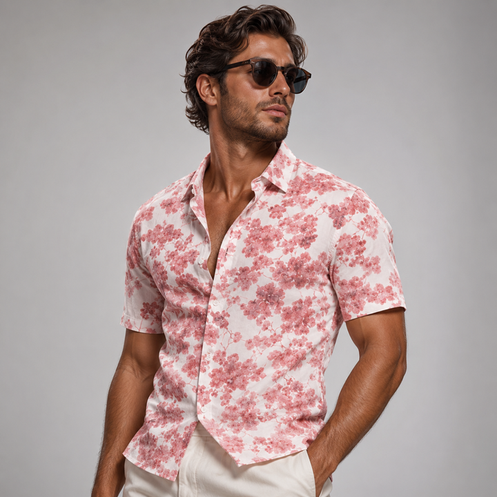 The Pinebrook Hill Men’s Tropical Coconut Print Hawaiian Beach Shirt