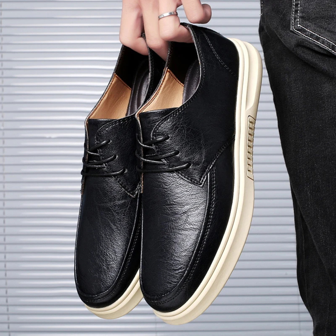 The Alderwood Men’s Comfortable Leather Look Lace Up Sneakers