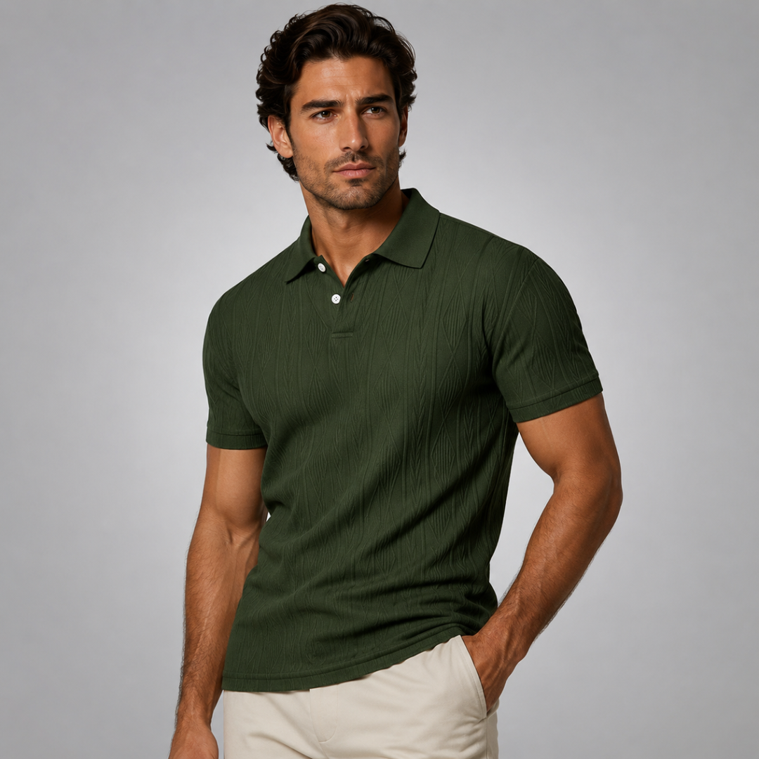 The Willowstone Ridge Men’s Textured Button Up Trendy Polo Shirt