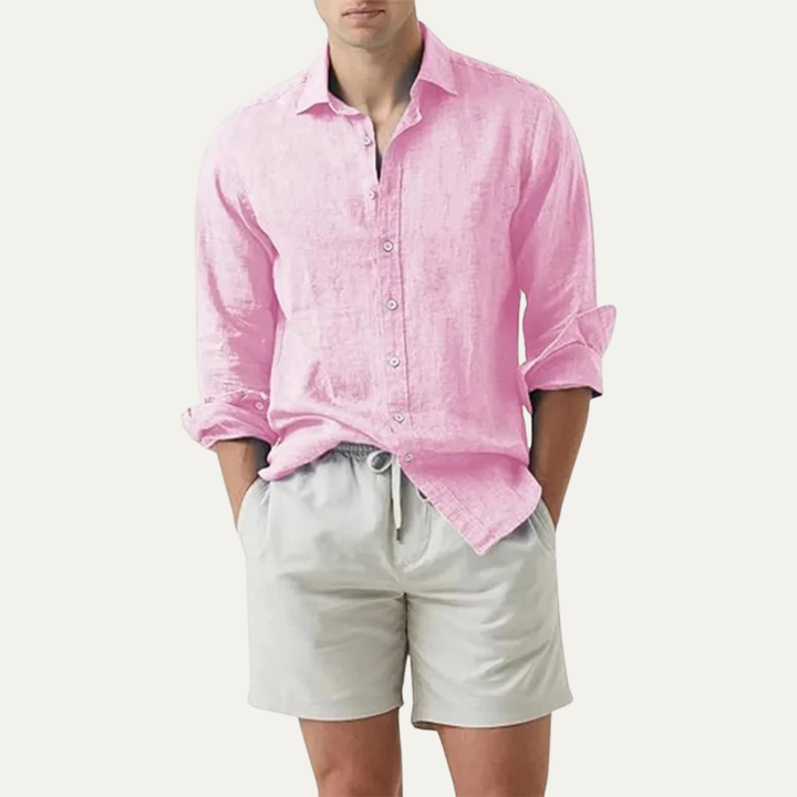 The Ostuni Men’s Solid Color Casual Linen Button Up Shirt