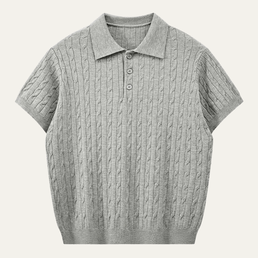 The Encino Men’s Cable Knit Polo Shirt