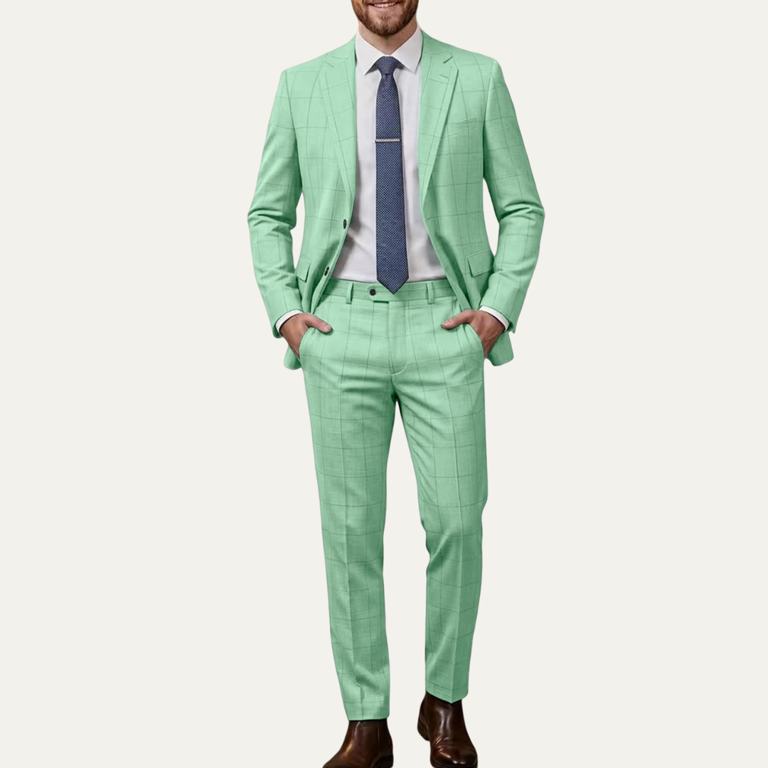 The Beverly Grove Men’s Plaid Business Wedding Suit
