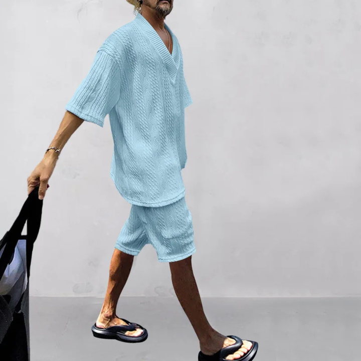 The Redwood Park Men’s Light Summer Knitted Set – Polo Shirt & Short
