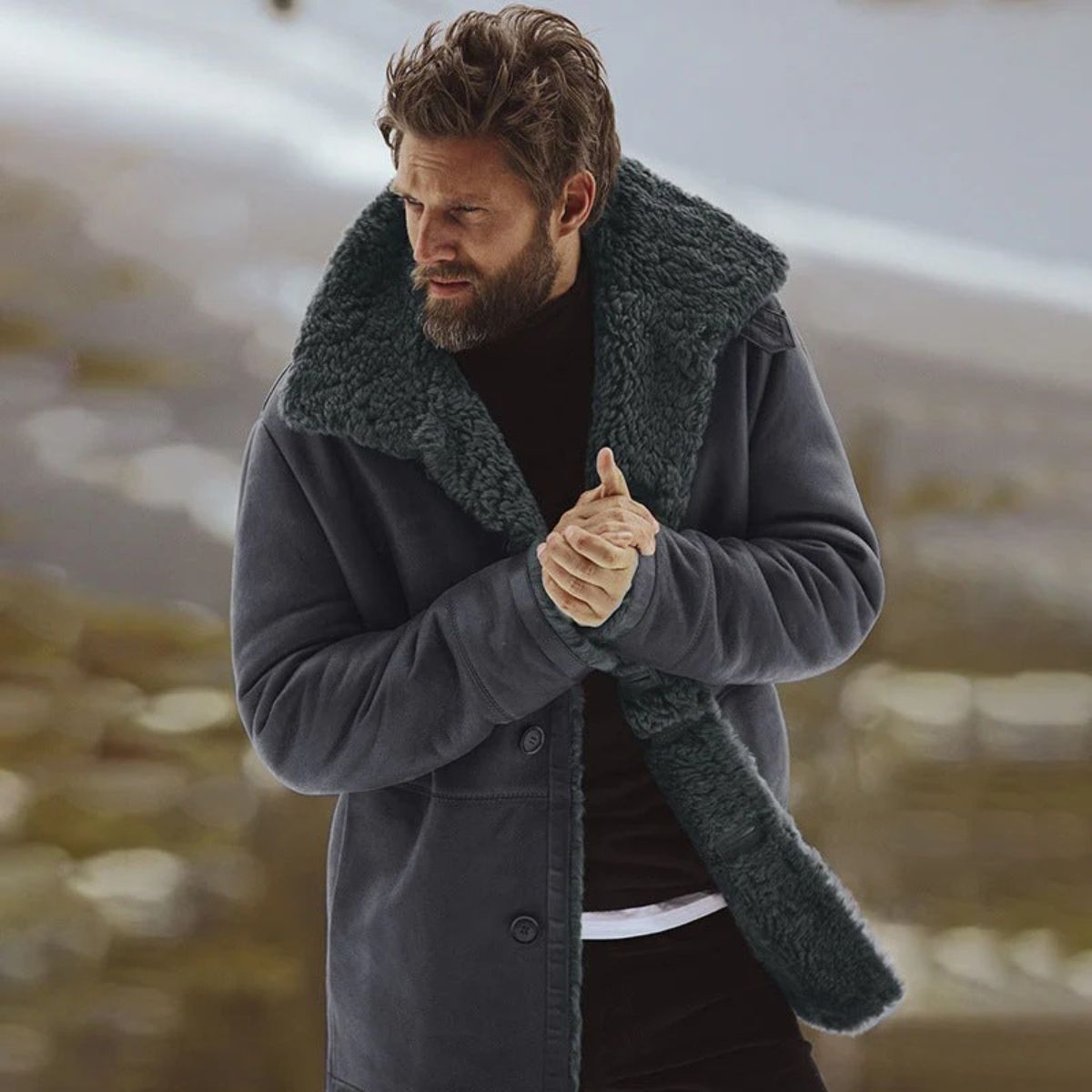 The Aspen Shearling Coat – Men’s Classic Winter Overcoat