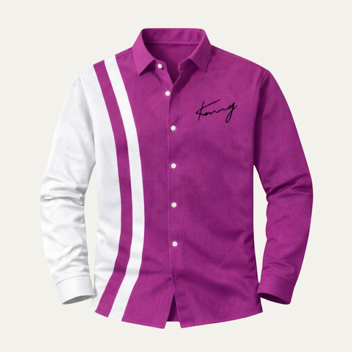 The Como Men’s Trendy Color Block Striped Dress Shirt