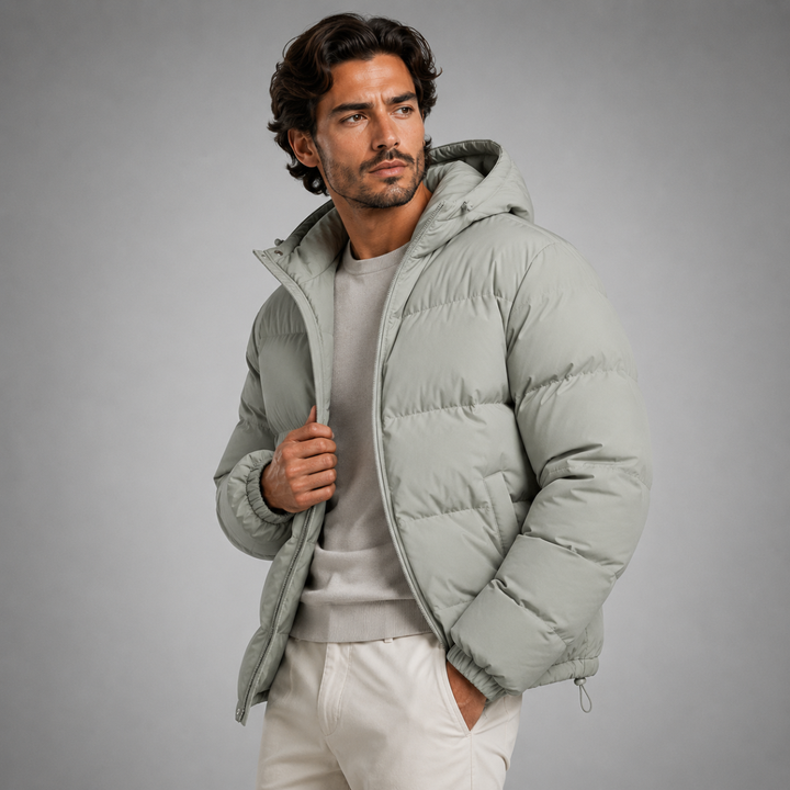 Men's Hooded Puffer Jacket - Waterproof Down Winter Coat