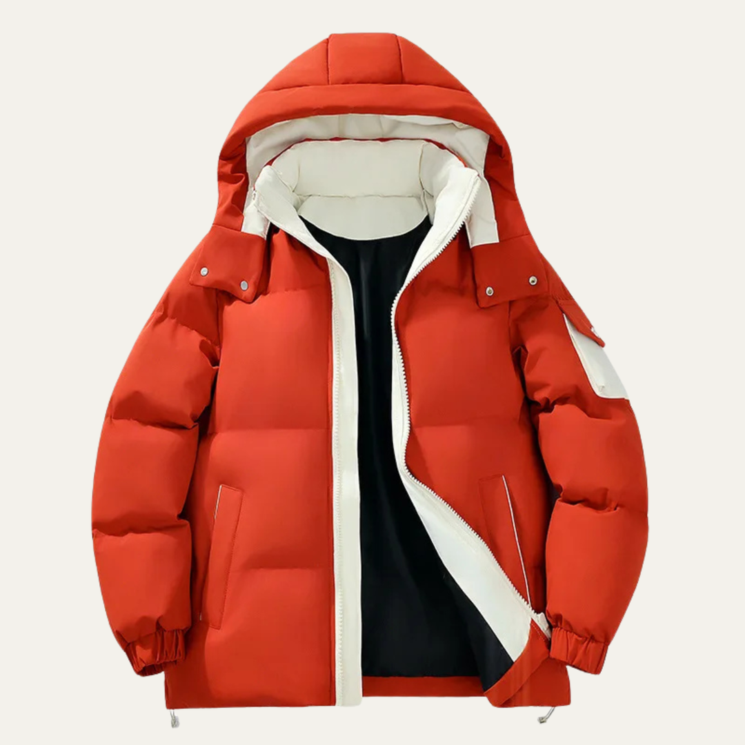 The Redwood Park Men’s Winter Thick Warm Puffer Snow Jacket with Stand Collar