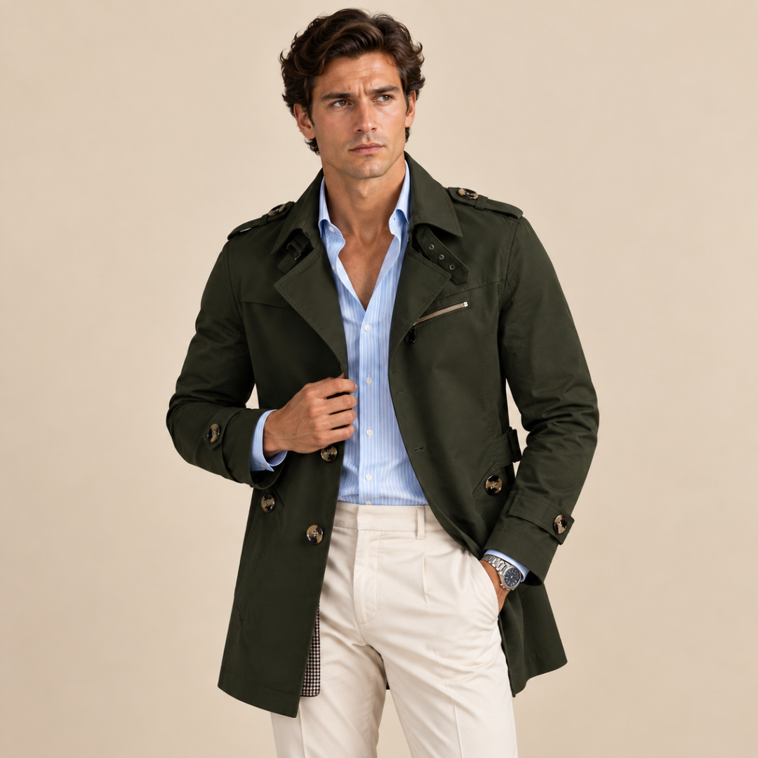 The Royalton Men's Trenchcoat – Classic Double Breasted Waterproof Overcoat