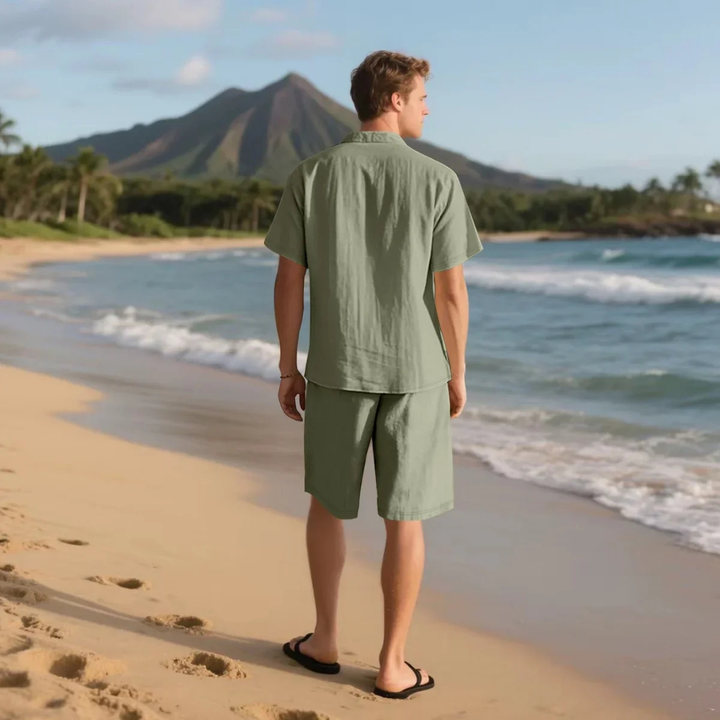 The Wexley Men’s Summer Retro Beach Set – Shirt & Shorts