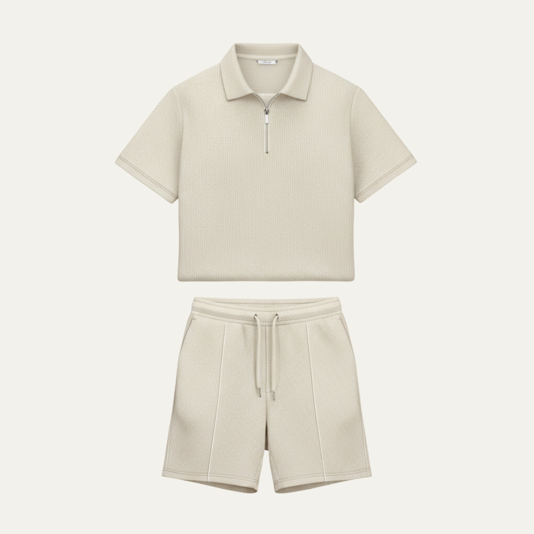 The Oakfield Park Men’s Solid Color Casual Summer Set – Shirt & Shorts Set