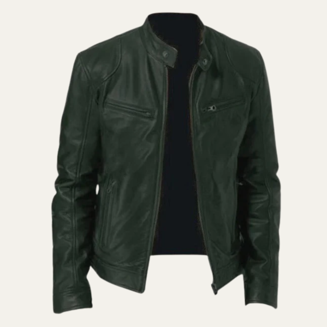 The Ashbury Men’s Vintage Faux Leather Biker Zip Up Jacket