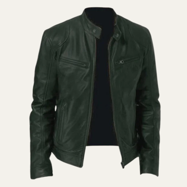 The Ashbury Men’s Vintage Faux Leather Biker Zip Up Jacket