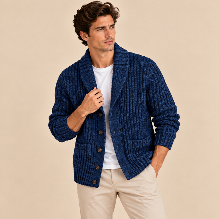 The Montpellier Men’s Chunky Knit Shawl Collar Cardigan