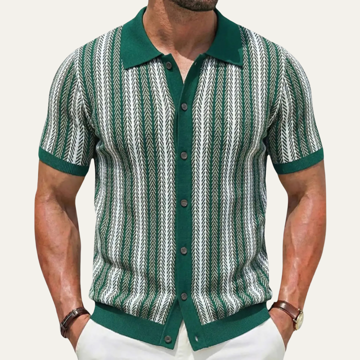 The Montalcino Men’s Retro Striped Knit Lightweight Polo Shirt