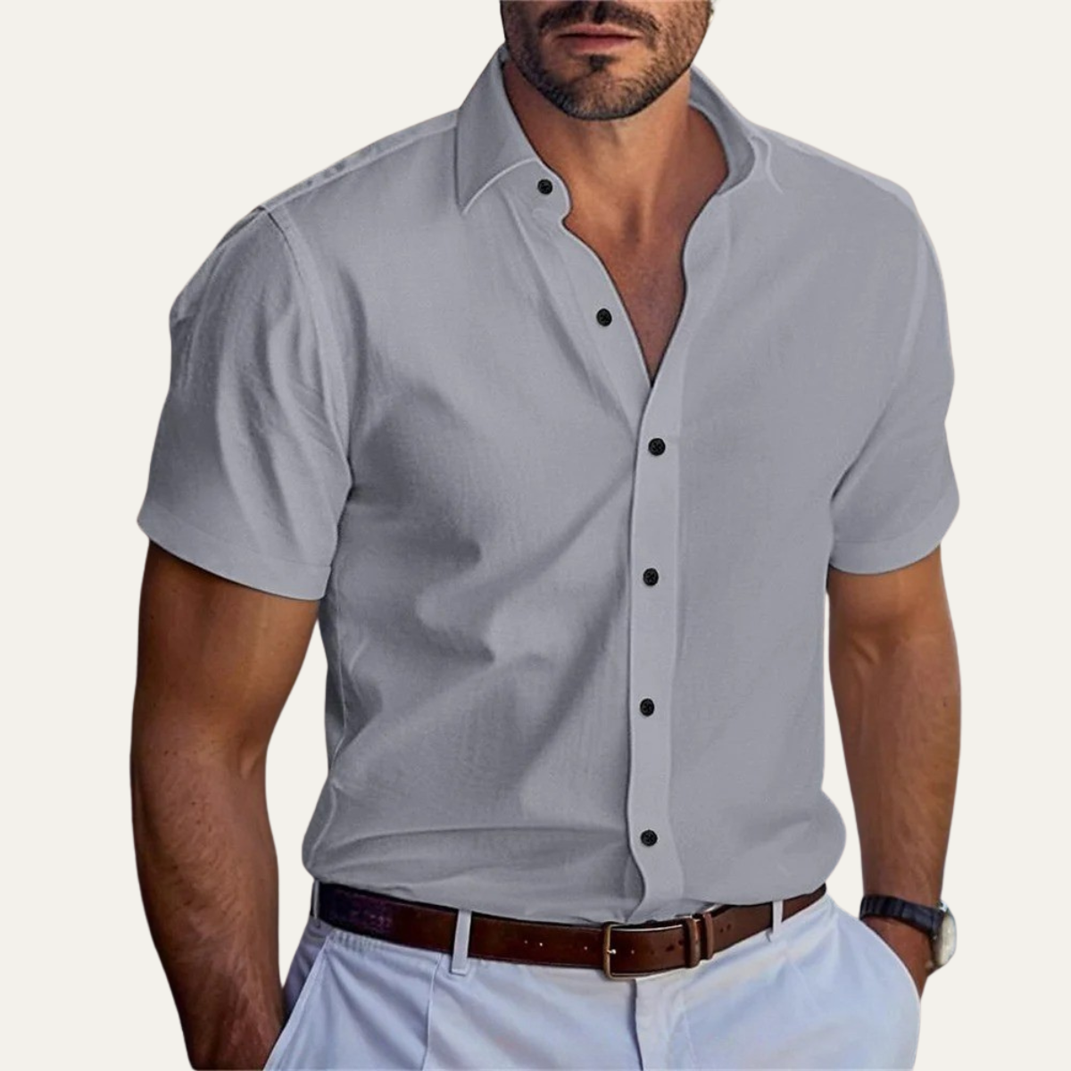 The Belluno Men’s Casual Business Solid Button-Up Shirt