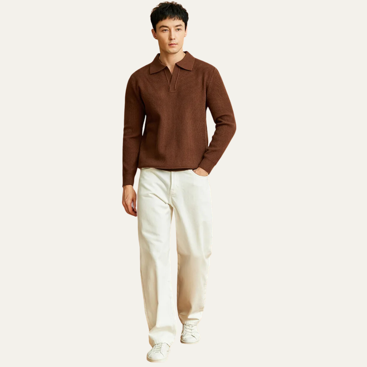The Moncalvo Men’s Cashmere Knit Shirt Collar Sweater