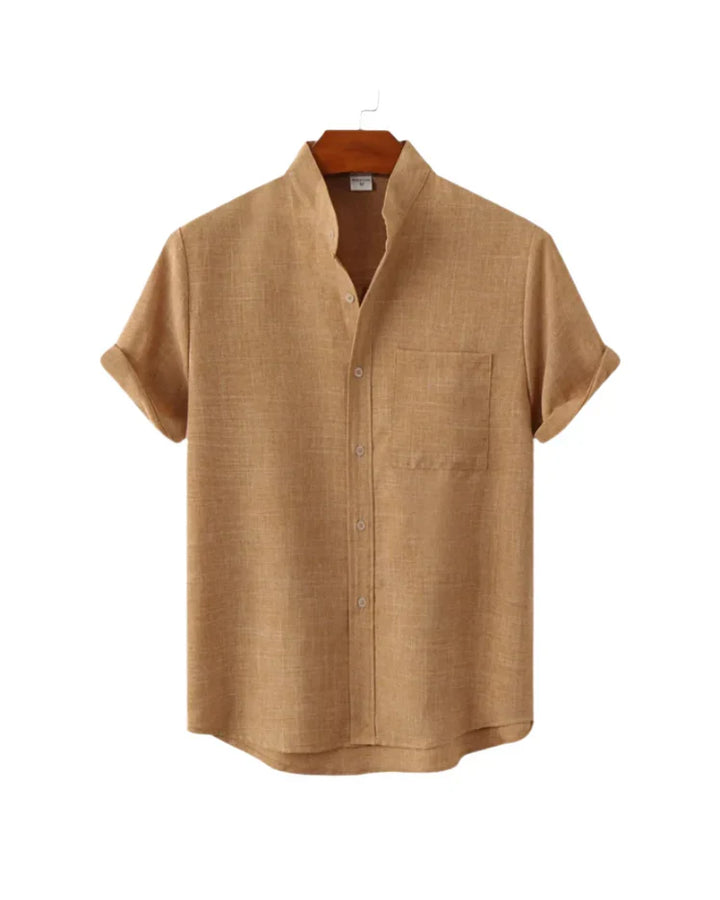 The Hamptons Men's Short Sleeve Collar Linen Shirt
