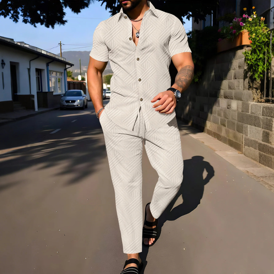 The Rosemont Men’s Shirt & Long Pants Two Piece Casual Set