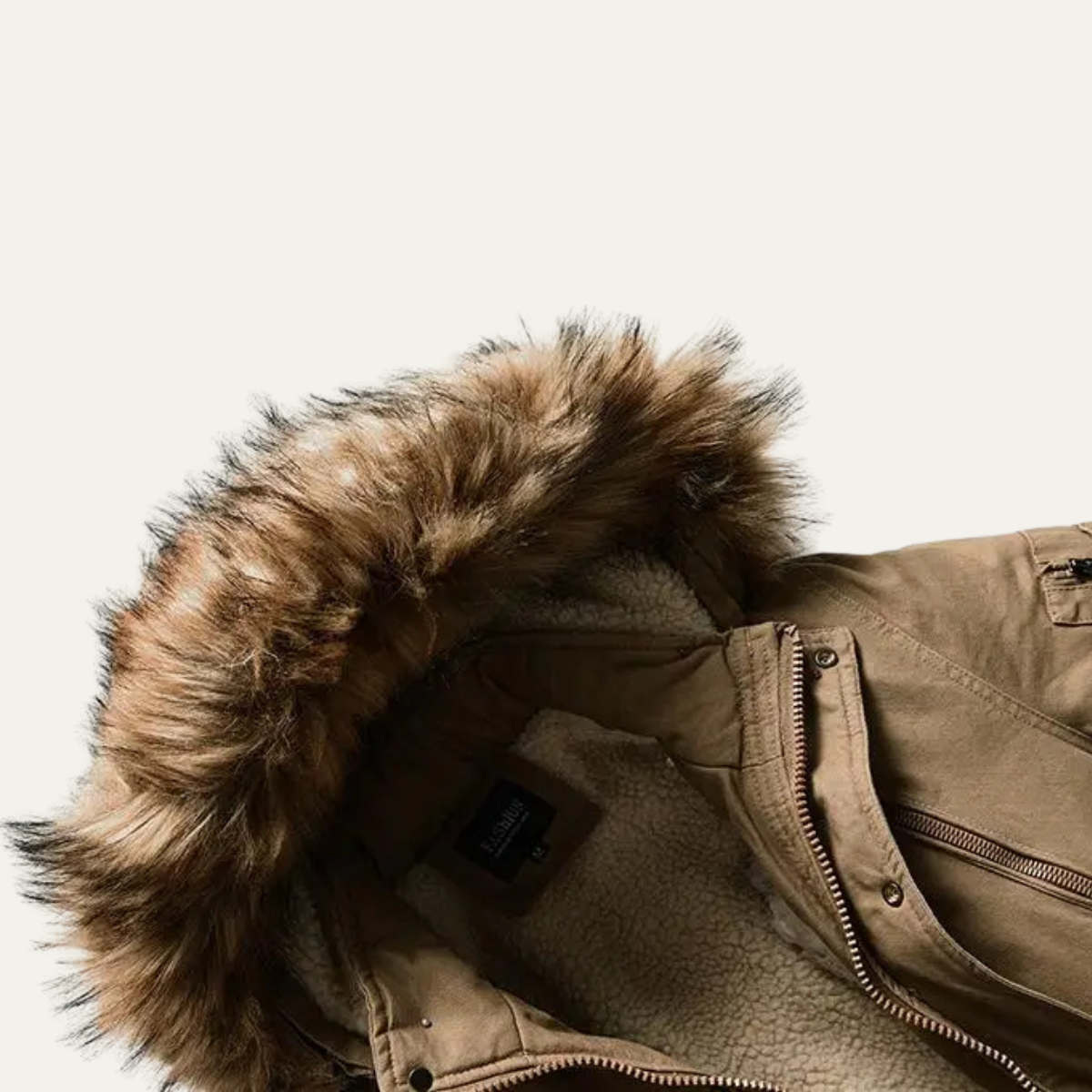 The Lipari Men's Long Down Hooded Jacket with Fur Collar