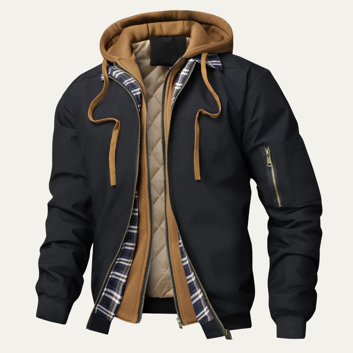 The Lecco Men’s Multi Layer Hooded Bomber Jacket