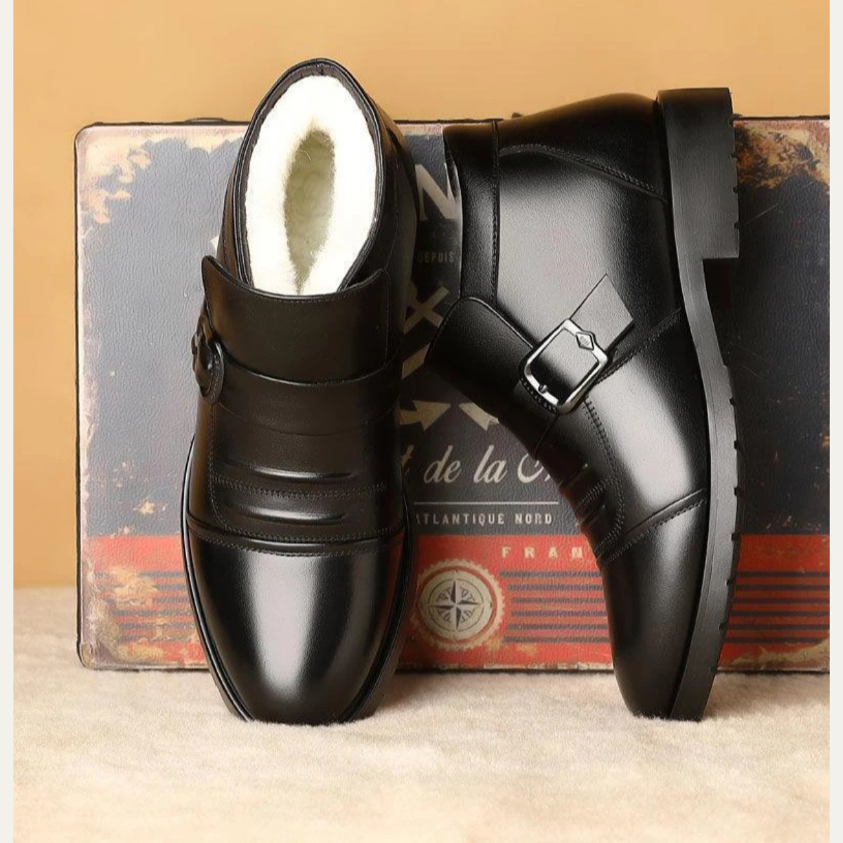 The Aldercrest Ridge Men’s Warm Anti Slip Fleece Lined Leather Snow Boots