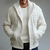 The Trieste Men's White Hooded Cable Knit Winter Sweater