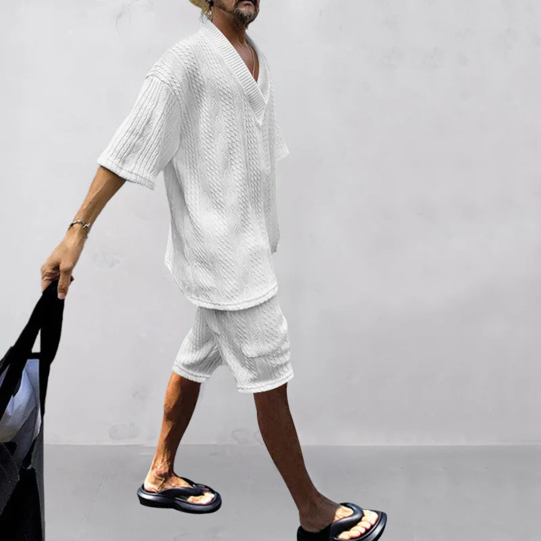 The Glenhurst Ridge Men’s Breathable Summer Knitted Set – Polo Shirt & Short