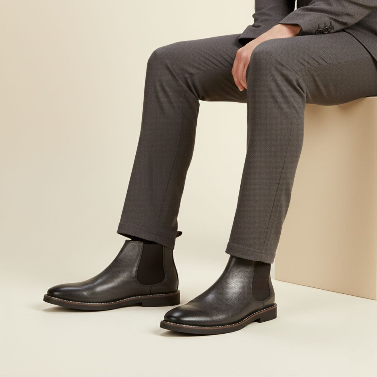 The Highlands Men's Durable Leather Chelsea Boots