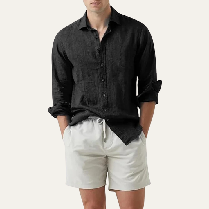 The Alberobello Men’s Solid Color Summer Linen Button Up Shirt