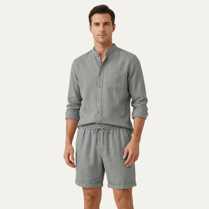 The Glenbrook Park Men’s Cotton Linen Set – Shirt & Shorts