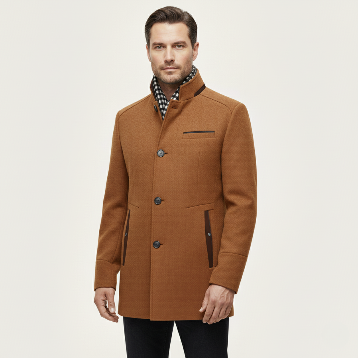 The Blenheim Men's Smart Casual Wool Trench Coat with Stand Collar