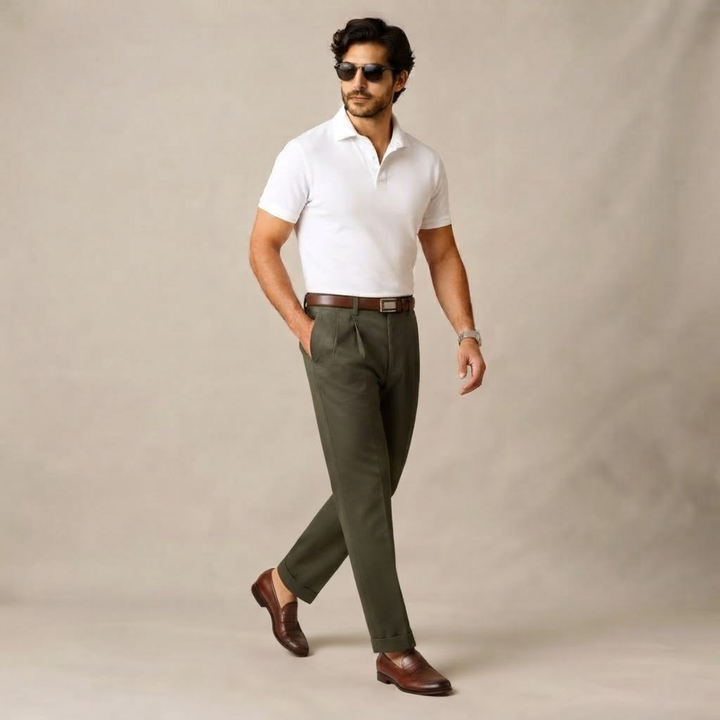The Montfield Men’s Double Pleated High Waist Straight Leg Pants
