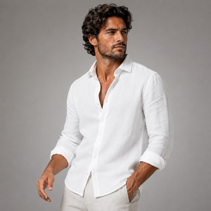 The Ironridge Men’s Linen Lightweight Turn Down Collar Trendy Shirt
