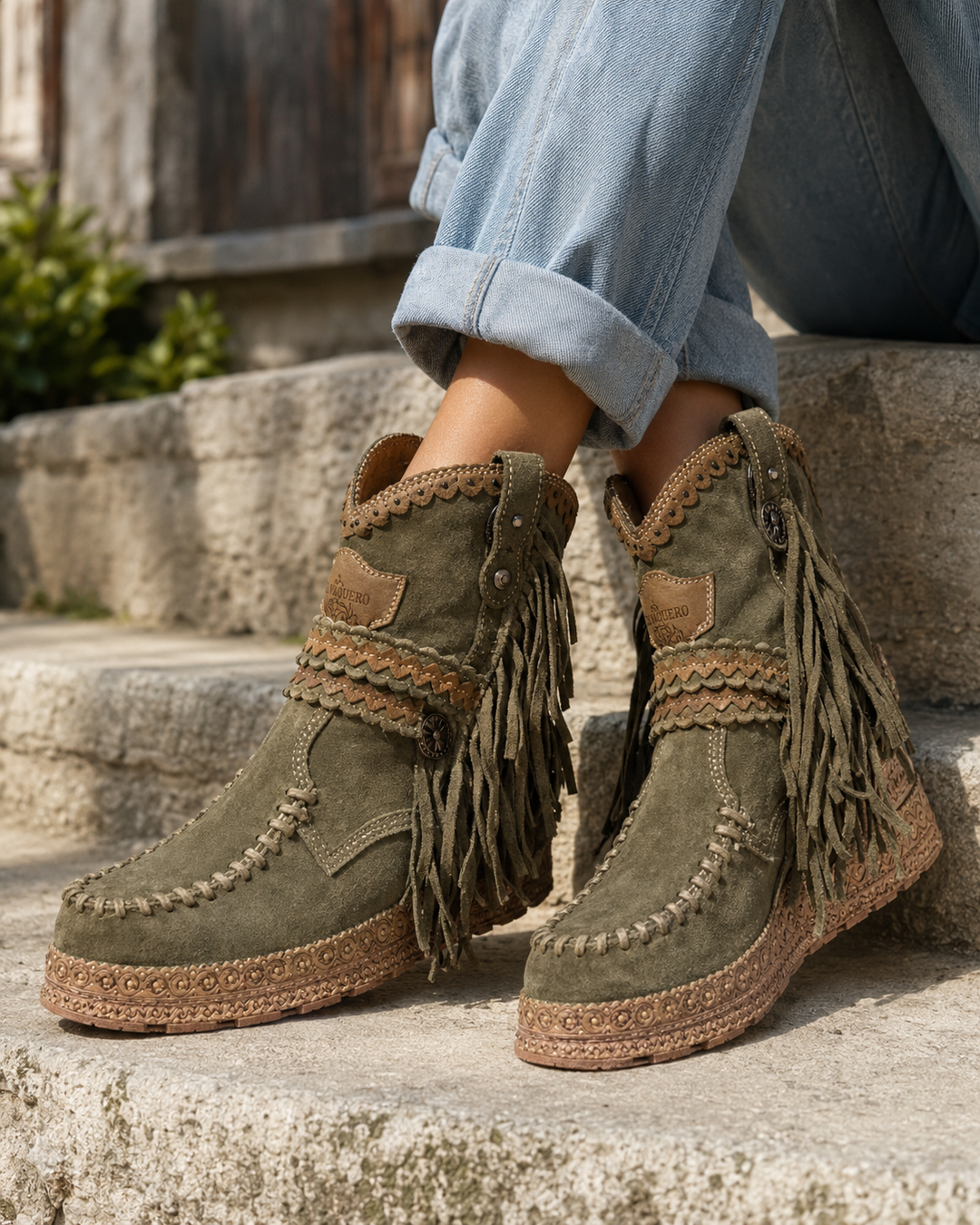 Fringed Bohemian Western Boots for Women