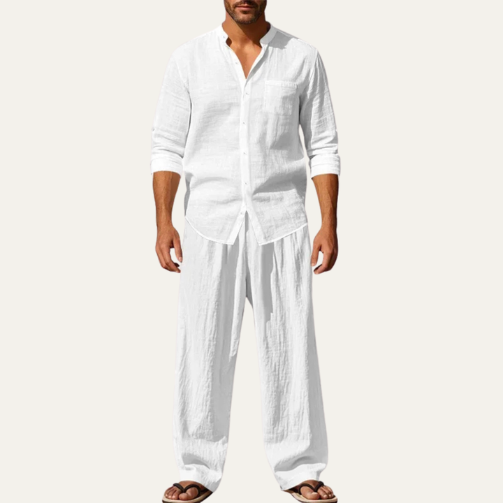 The Meadowwood Men’s Casual Linen Two Piece Set – Shirt & Pants