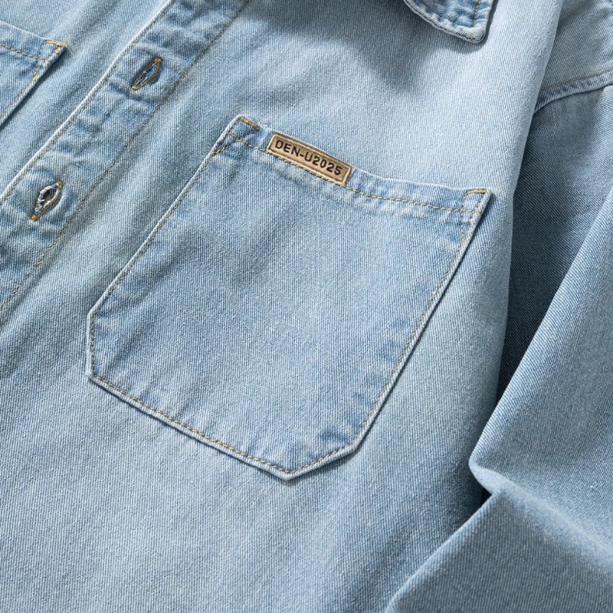 The Meadowpark Men’s Vintage Loose Fit Button Up Denim Shirt